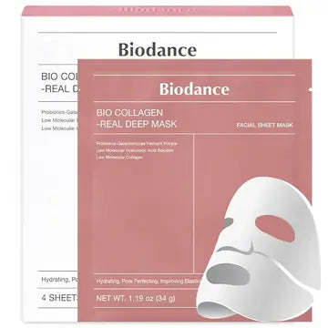 Biodance Bio Collagen Real Deep Mask- Korean Deep Hydration & Firming Sheet Mask (4-Pack)